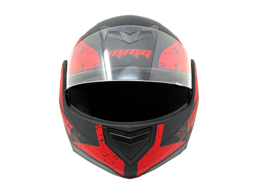 Open Face MMG Helmet. Model Crux. Flip Color: Matte Black/Red. *DOT APPROVED*