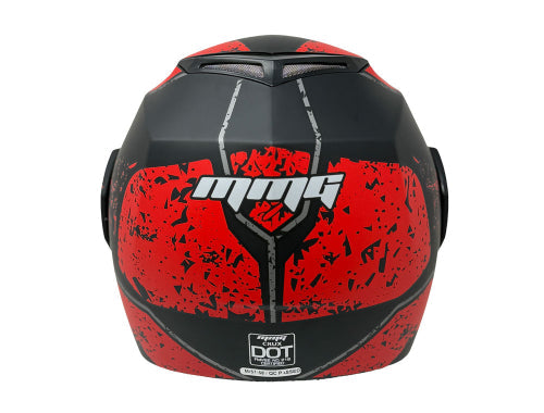 Open Face MMG Helmet. Model Crux. Flip Color: Matte Black/Red. *DOT APPROVED*