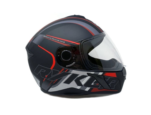 Full Face MMG Helmet. Model Ryker. Color: Matte Black/Red. *DOT APPROVED*