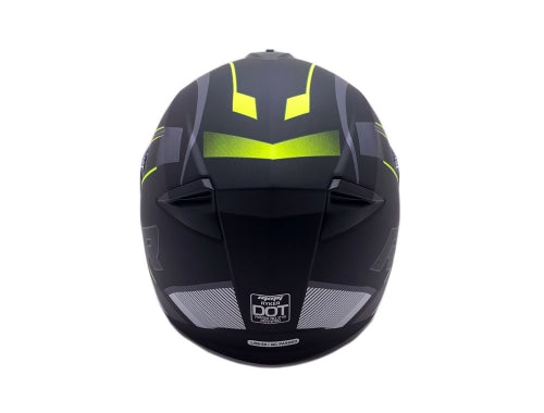 Full Face MMG Helmet. Model Ryker. Color: Matte Black/Yellow. *DOT APPROVED*