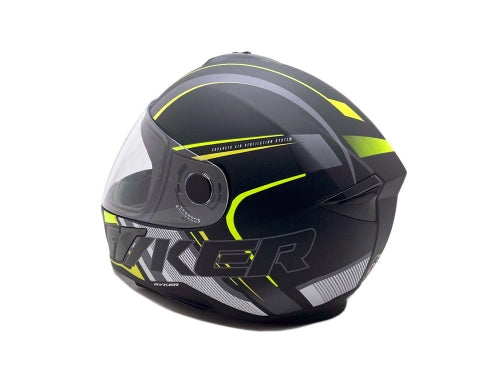 Full Face MMG Helmet. Model Ryker. Color: Matte Black/Yellow. *DOT APPROVED*