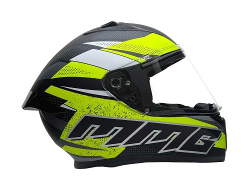 Full Face MMG Helmet. Model Bolt. Color: Matte Black/Neon Yellow. *DOT APPROVED*