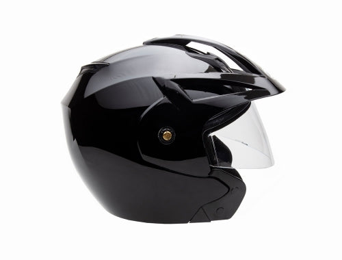 Open Face MMG Helmet. Model Crux. Color: Shiny Black. *DOT APPROVED*