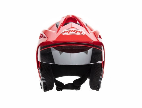 Open Face MMG Helmet. Model Crux. Color: Shiny Red. *DOT APPROVED*