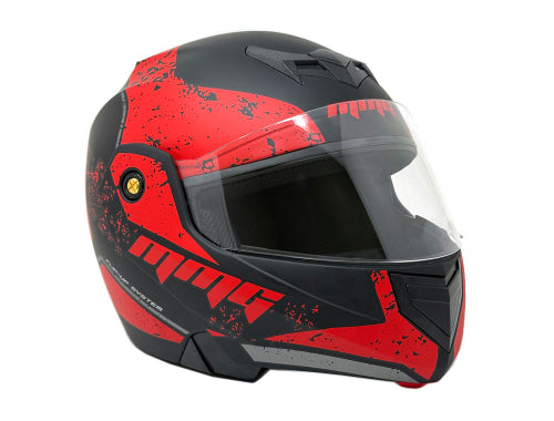 Open Face MMG Helmet. Model Crux. Flip Color: Matte Black/Red. *DOT APPROVED*