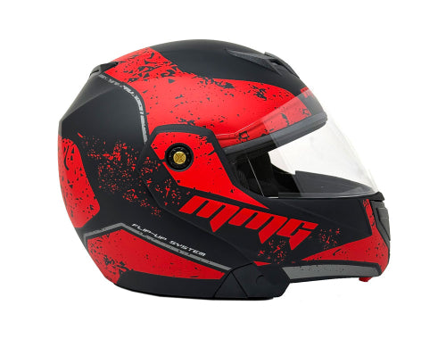 Open Face MMG Helmet. Model Crux. Flip Color: Matte Black/Red. *DOT APPROVED*