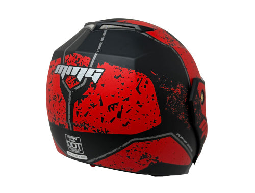 Open Face MMG Helmet. Model Crux. Flip Color: Matte Black/Red. *DOT APPROVED*